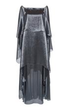 Alberta Ferretti Silk Lame Tiered Gown