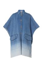 Moda Operandi Eron Lake Quilted Ombre Denim Poncho Size: Xs/s