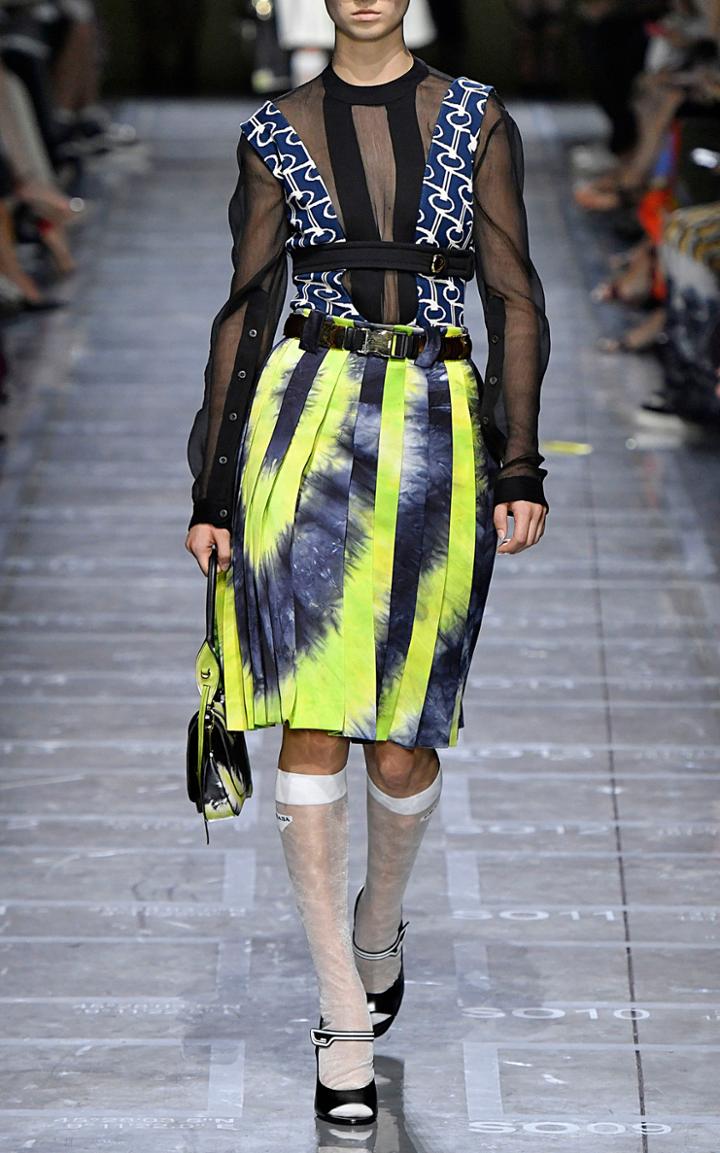 Prada Tie Dye Accordion Satin Skirt