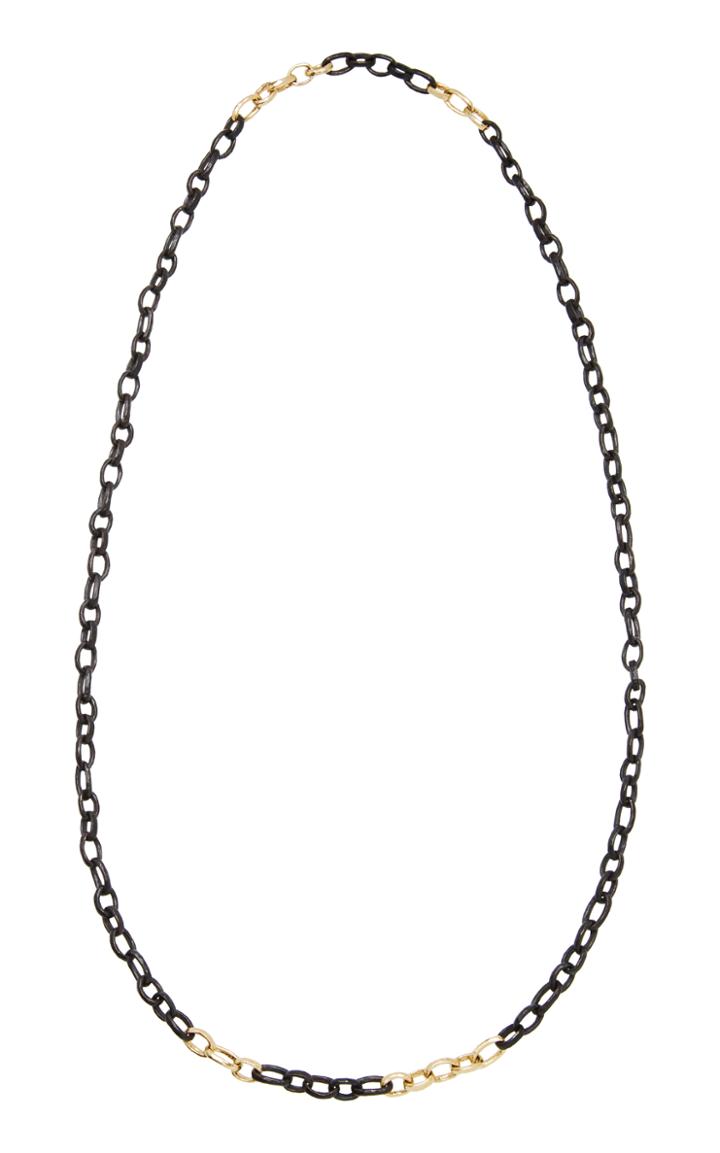 Nancy Newberg Oxidized Silver And Yellow Gold Link Necklace