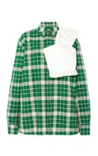 Mm6 Checked Ruffled-overlay Crepe Shirt