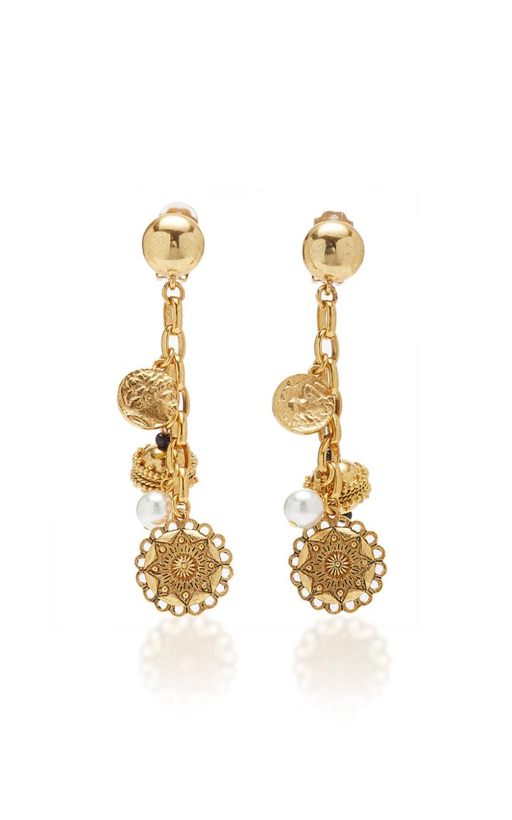 Oscar De La Renta Coin Drop Earrings