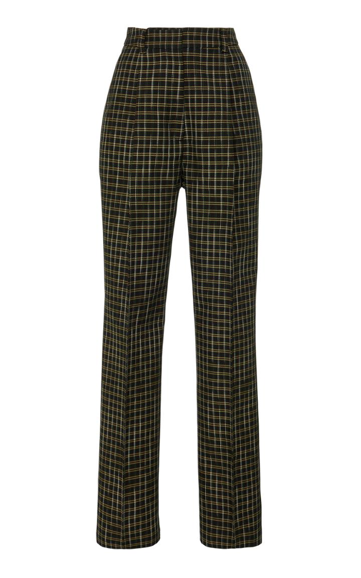 Beaufille Valli High-waisted Plaid Twill Straight-leg Pants