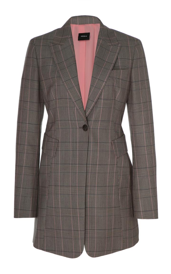 Akris Plaid Wool Long Blazer