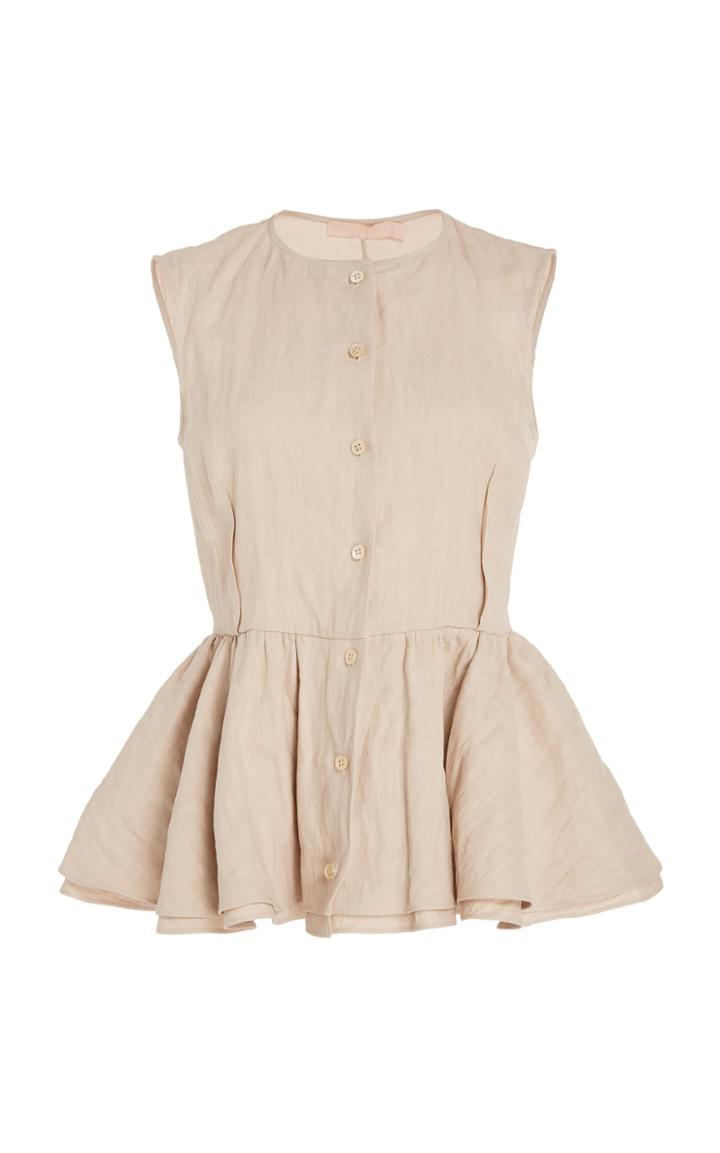 Brock Collection Sleeveless Linen-blend Peplum Top