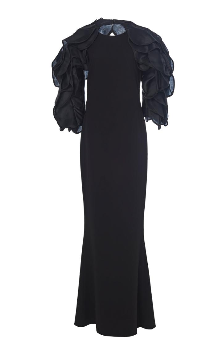 Leal Daccarett Fiammeta Embellished Ruffle Sleeve A-line Gown