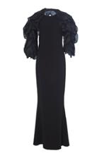 Leal Daccarett Fiammeta Embellished Ruffle Sleeve A-line Gown