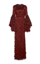 Christian Siriano Fringe Bell Sleeve Gown