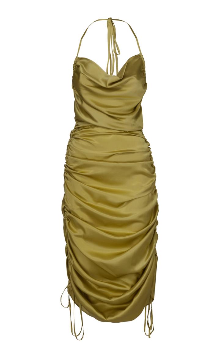 Moda Operandi Dodo Bar Or Merlyn Draped Silk Midi Halter Dress