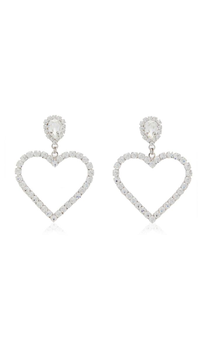 Moda Operandi Alessandra Rich Crystal Heart Statement Earrings