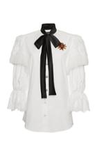 Dolce & Gabbana Neck Tie Lace Embroidered Shirt