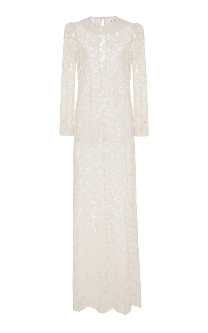 Lein Long Sleeve Wool Lace Gown