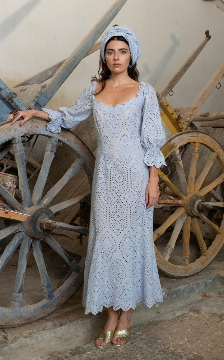 Moda Operandi Luisa Beccaria Bell Sleeve Broderie-cotton Dress