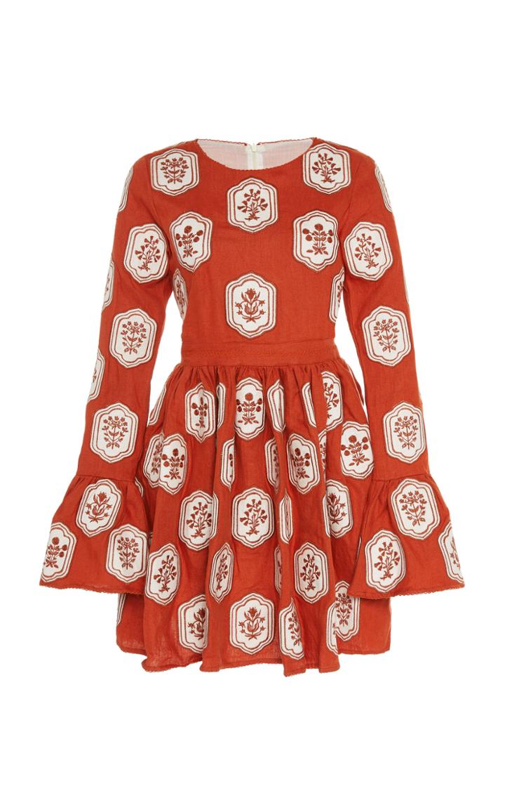 Agua By Agua Bendita Curuba Embroidered Linen Mini Dress