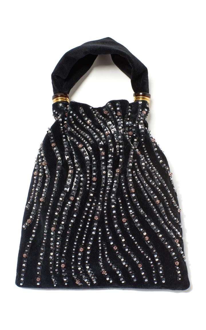 Moda Operandi Lizzie Fortunato Gala Embroidered Velvet Top Handle Bag