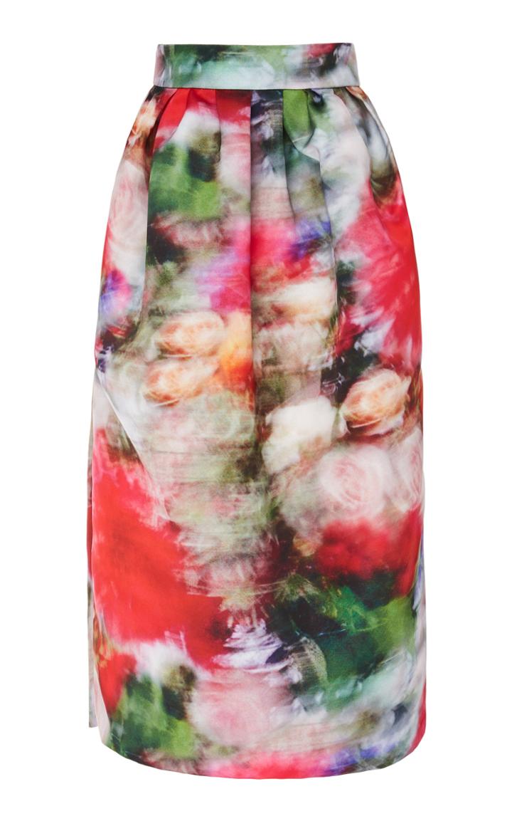 Adam Lippes Printed Crepe Midi Ball Skirt
