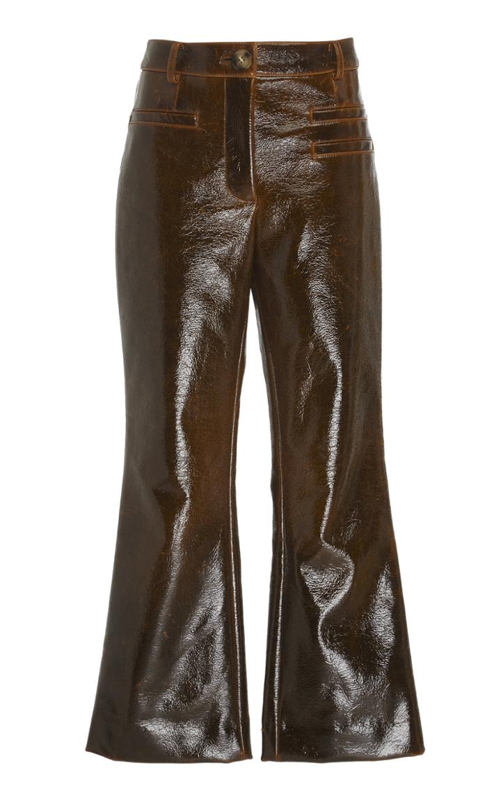 Rejina Pyo Maeve Laminated Leather Flared-leg Cropped Trousers