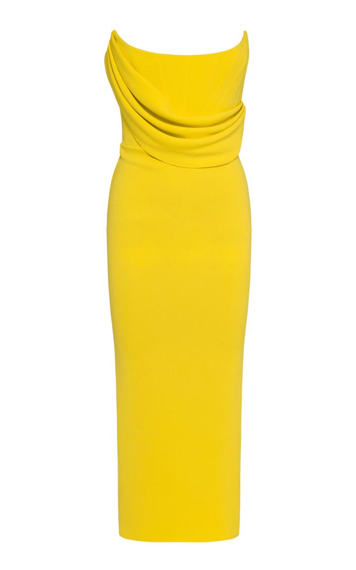 Moda Operandi Alex Perry Ryland Drape-detailed Stretch Crepe Strapless Midi Dress