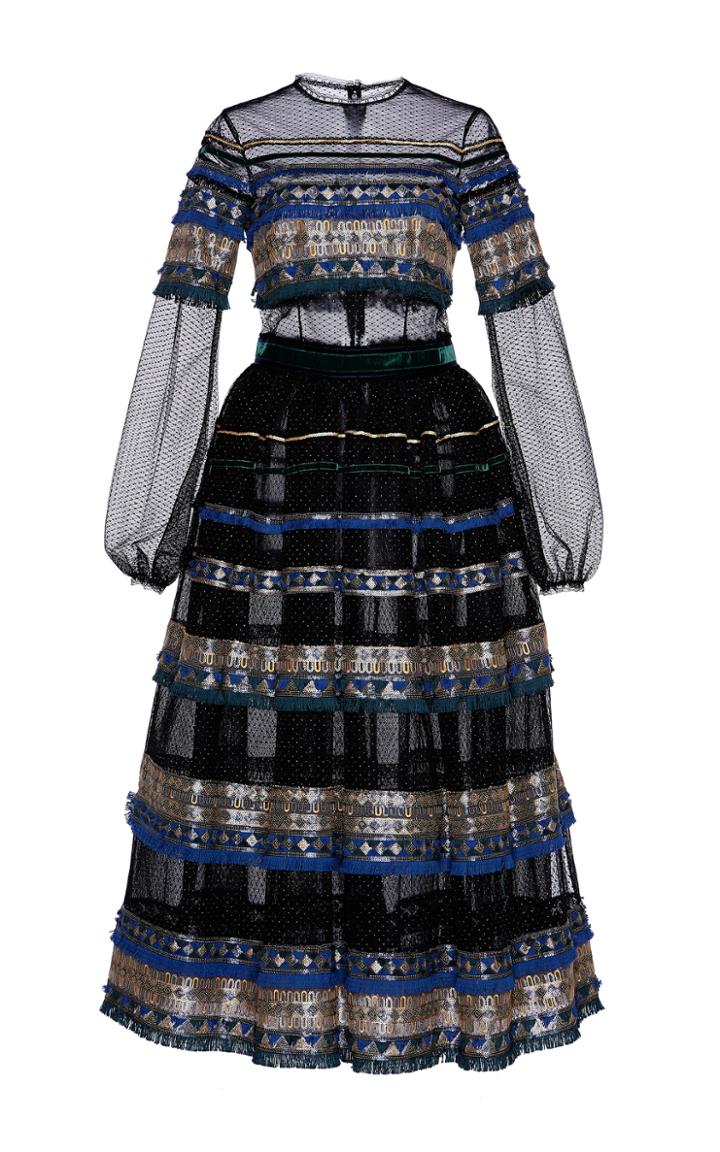 Costarellos Embroidered Ball Dress
