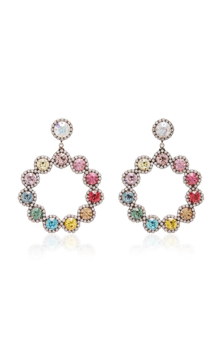 Dannijo Isabelle Rainbow Brass And Crystal Hoop Earrings