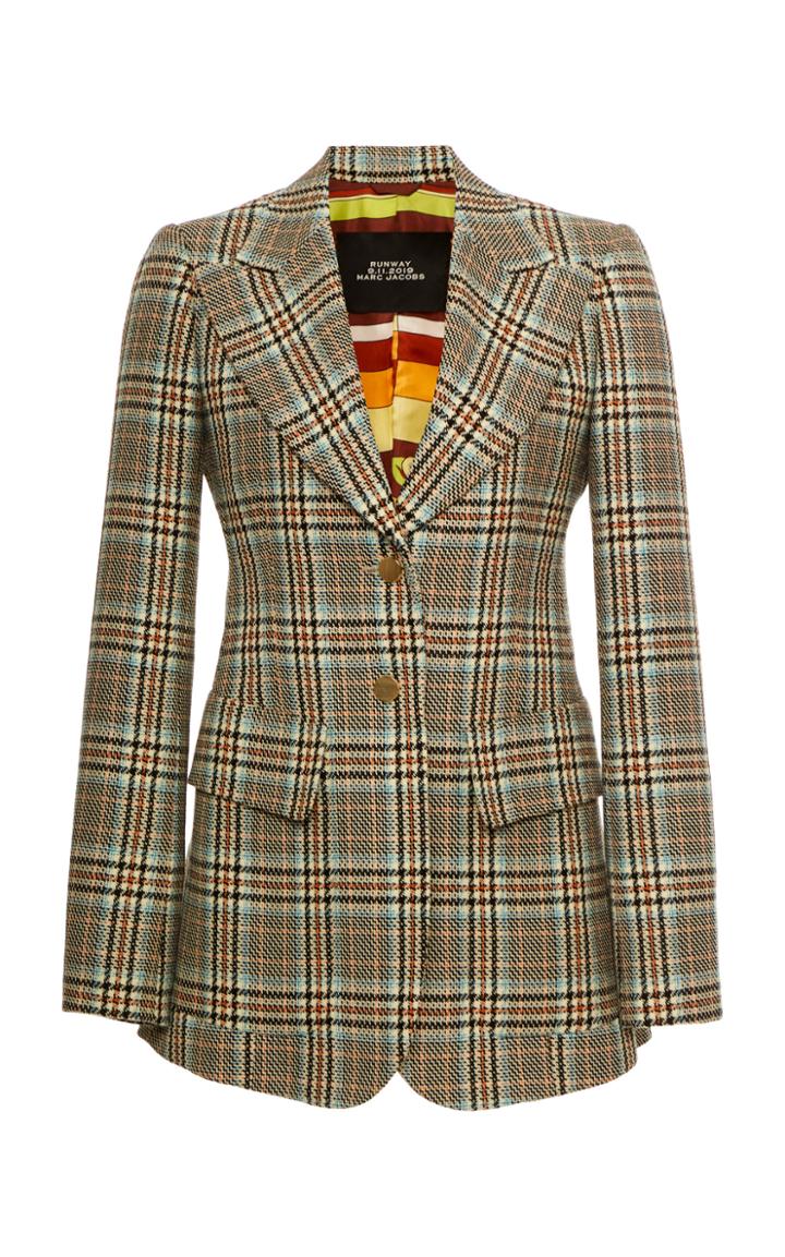 Moda Operandi Marc Jacobs Plaid Wool Peak-lapel Blazer Size: 0