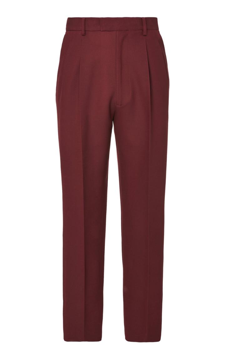 Alexander Mcqueen Pleated Wool And Silk Straight-leg Trouser