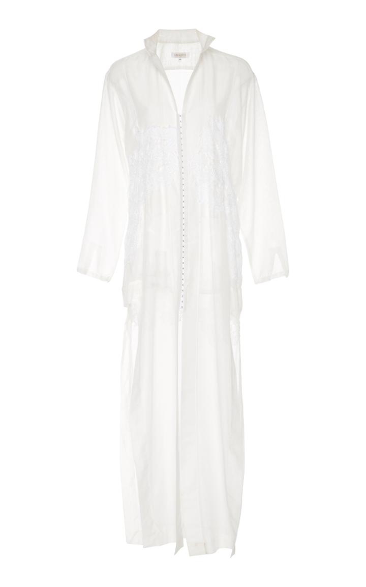 Lila Eugenie Emperor Lace Embroidered Cotton And Silk-blend Voile Caftan