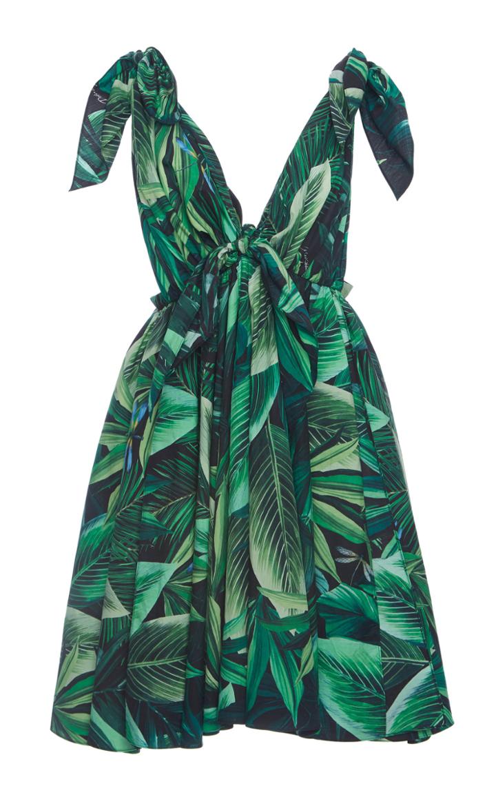Moda Operandi Dolce & Gabbana Pleated Printed Poplin Dress Size: 38