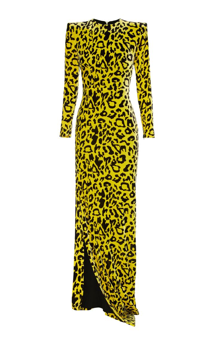Alex Perry Cole Leopard Print Velvet Gown