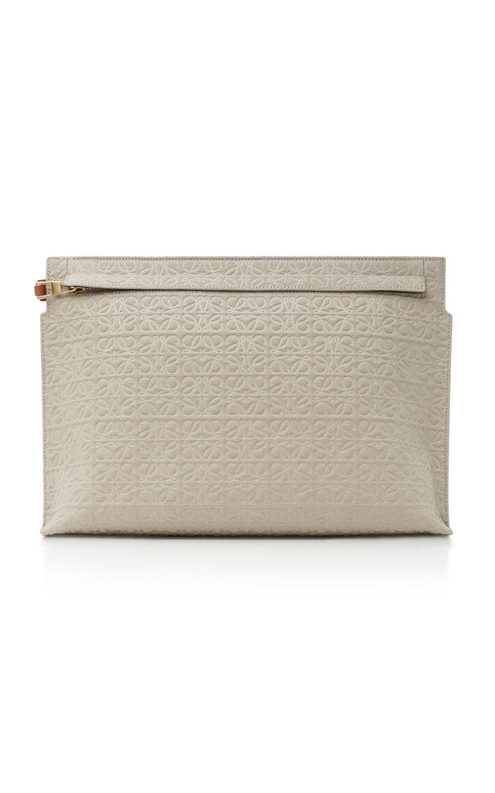 Loewe T Embossed Canvas Clutch