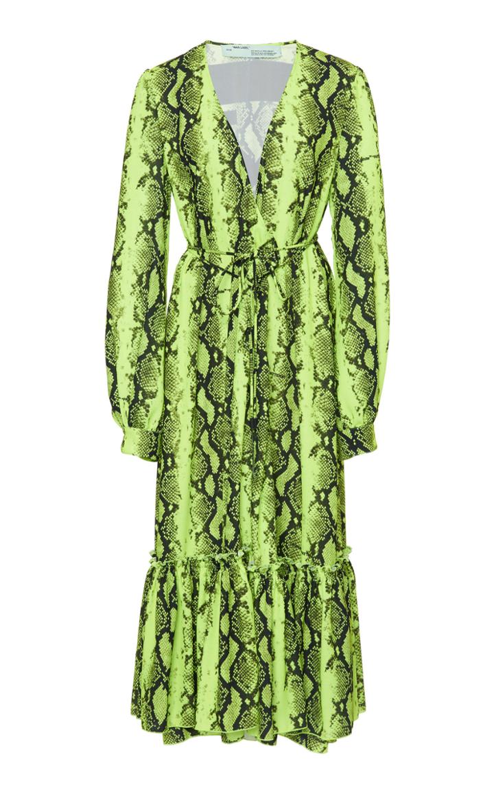 Off-white C/o Virgil Abloh Python Crepe De Chine Wrap Dress