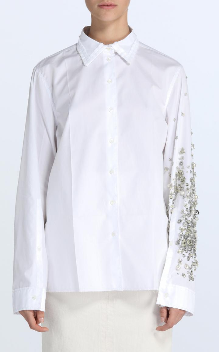 Moda Operandi N21 Embellished Sleeve Poplin Top