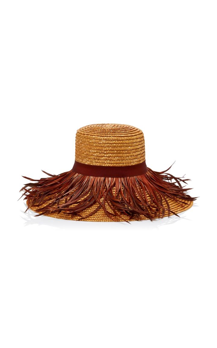 Eugenia Kim Annabelle Feather-trimmed Straw Hat