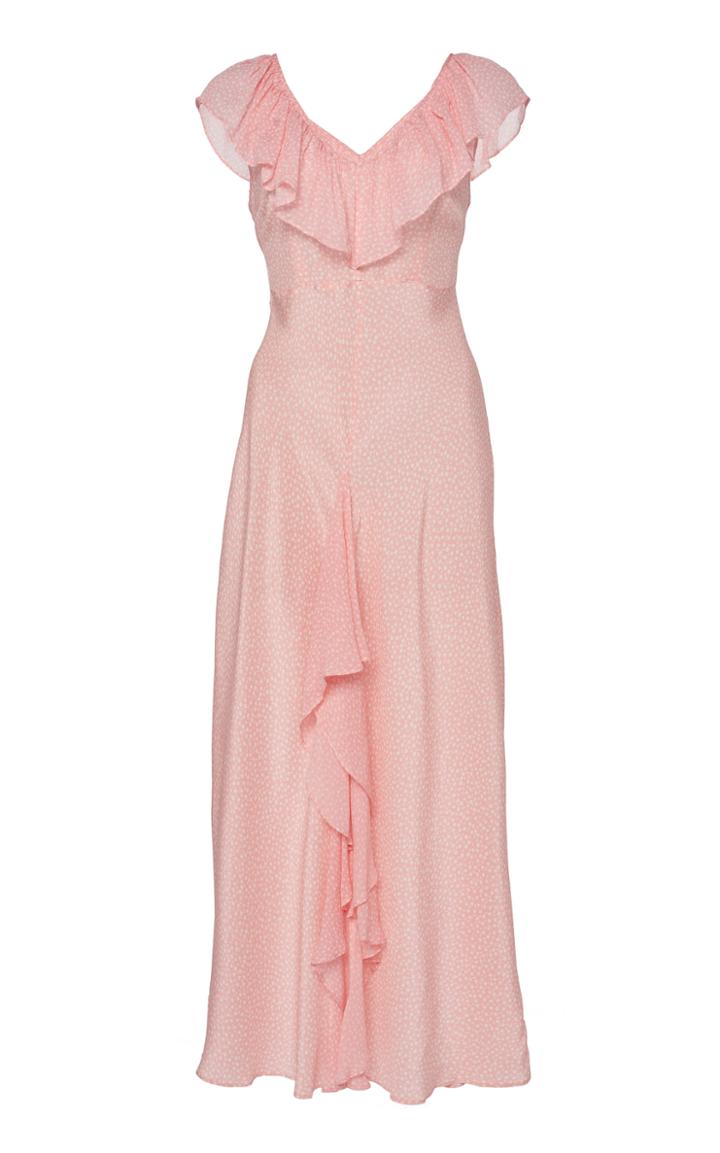 Rixo Antoinette Frilled Silk Midi Dress
