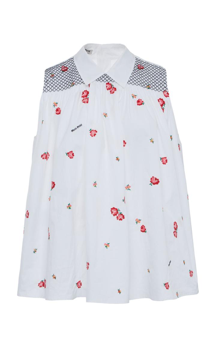 Miu Miu Smocked Sleeveless Blouse