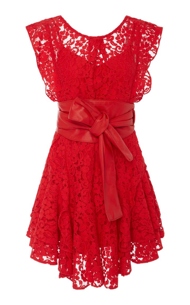 Marissa Webb Melodie Lace & Leather Mini Dress