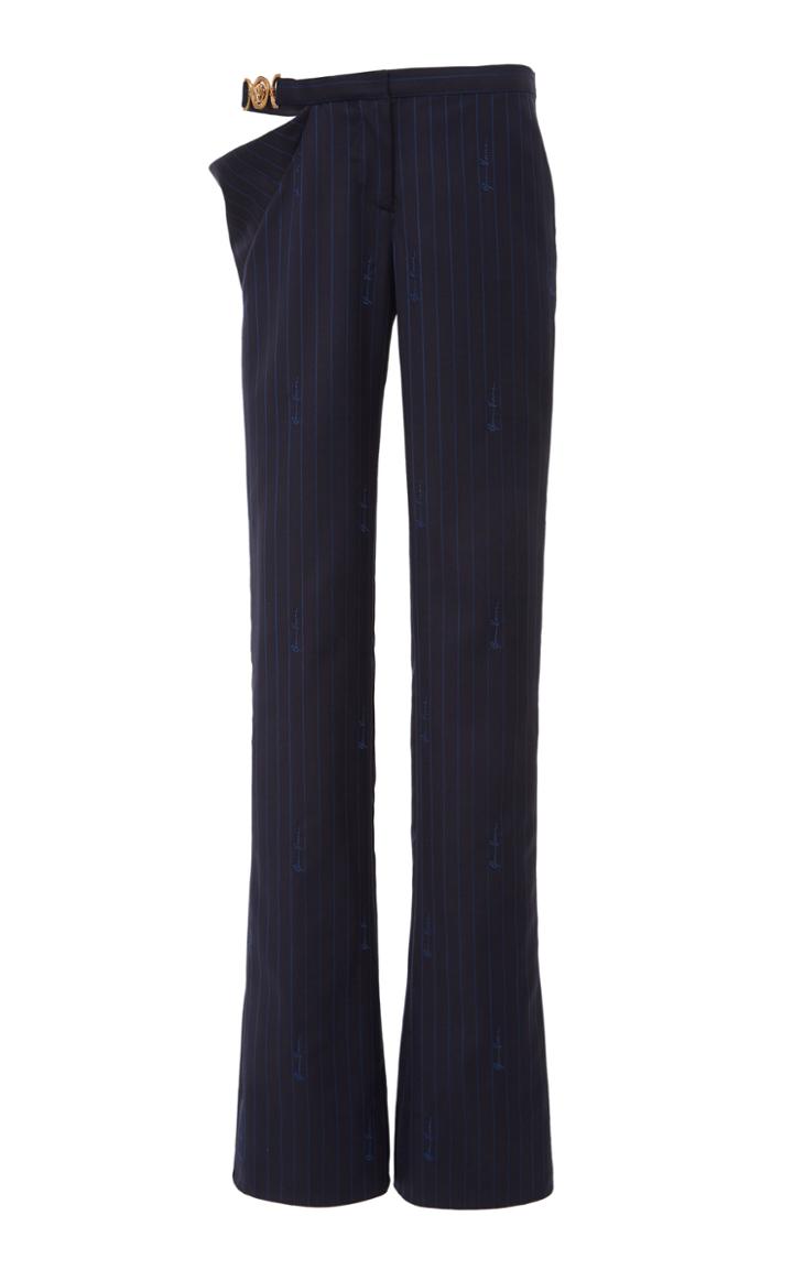 Moda Operandi Versace Pinstriped Wool-blend Flared Pants