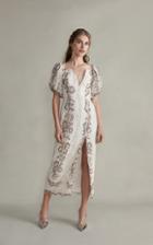 Markarian Hestia V-neck Midi Embroidered Lace Dress With Front Slit