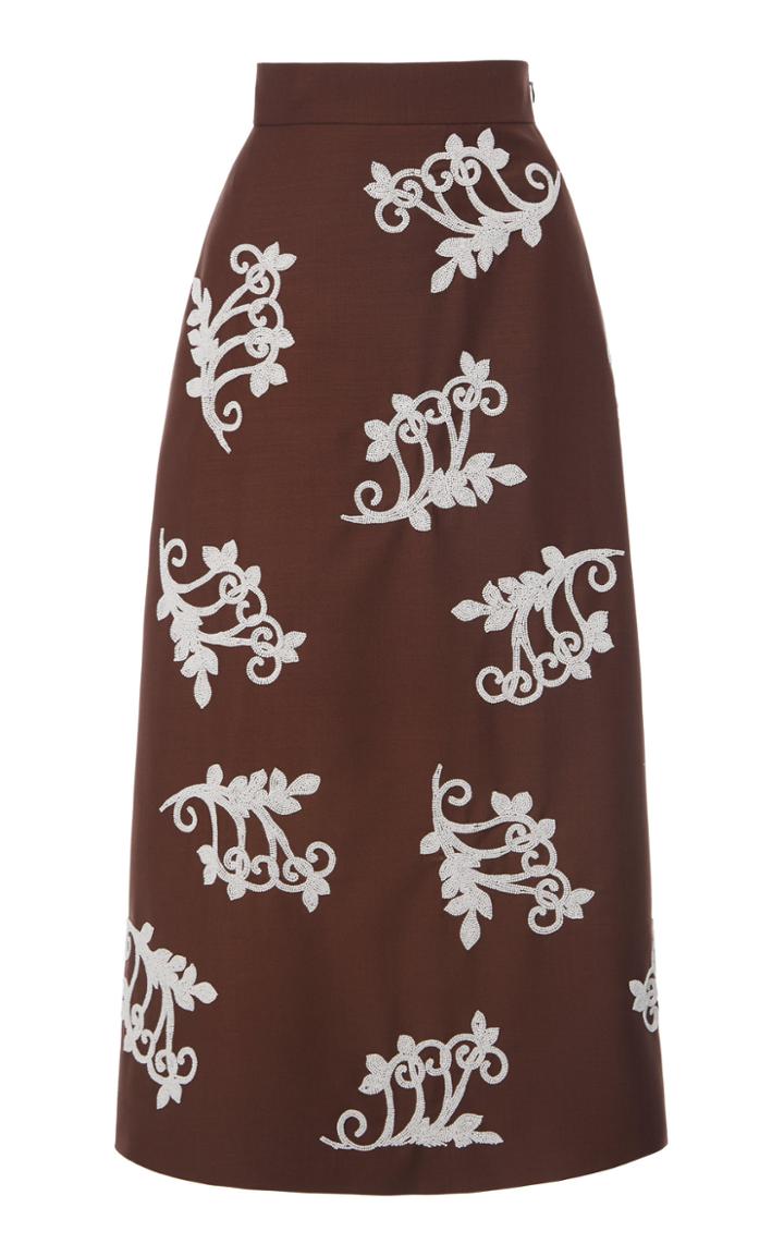 Moda Operandi Prada High-rise Mohair Wool Embellished Skirt Size: 36