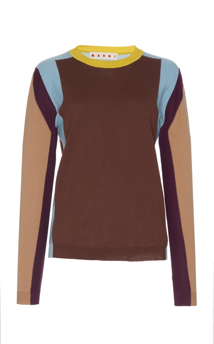 Marni Color Block Crew Neck Sweater