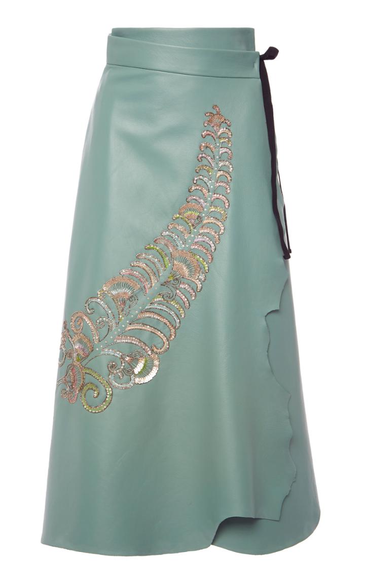 Moda Operandi Prada Sequin-embellished Wrap Leather Skirt Size: 50