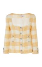 Alessandra Rich Round Neck Wool-blend Checked Tweed Jacket