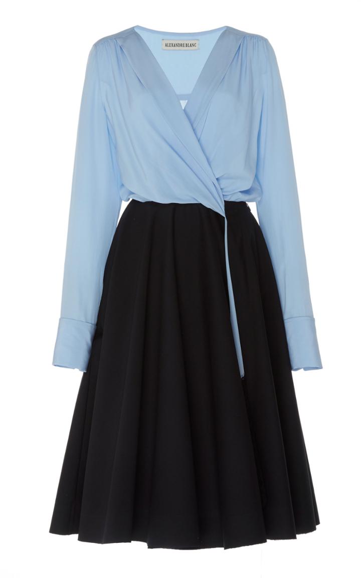 Alexandre Blanc Lace-accented Wool And Silk-blend Dress