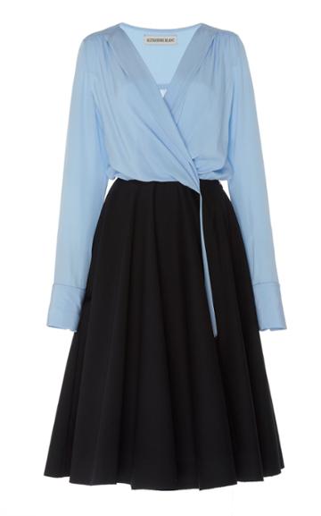 Alexandre Blanc Lace-accented Wool And Silk-blend Dress