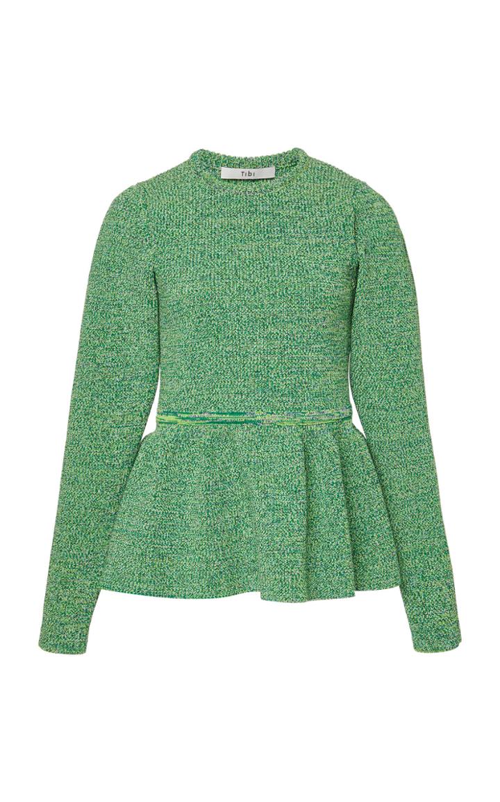 Tibi Peplum Tweedy Sweater