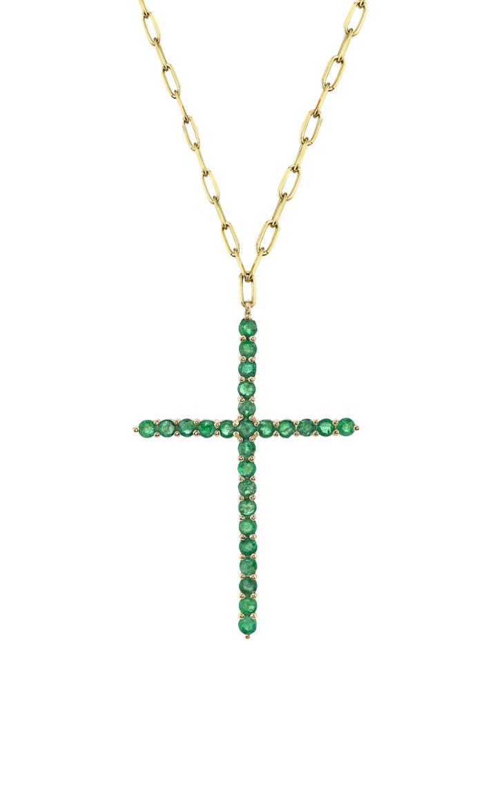 Moda Operandi Shay 18k Yellow Gold Large Emerald Cross Pendant Necklace