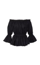 Andres Otalora Bovedas Pleated Off-the-shoulder Cotton Blouse
