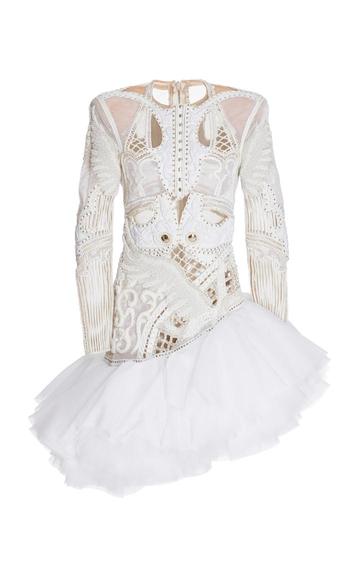 Balmain Cut Out Tulle Mini Dress