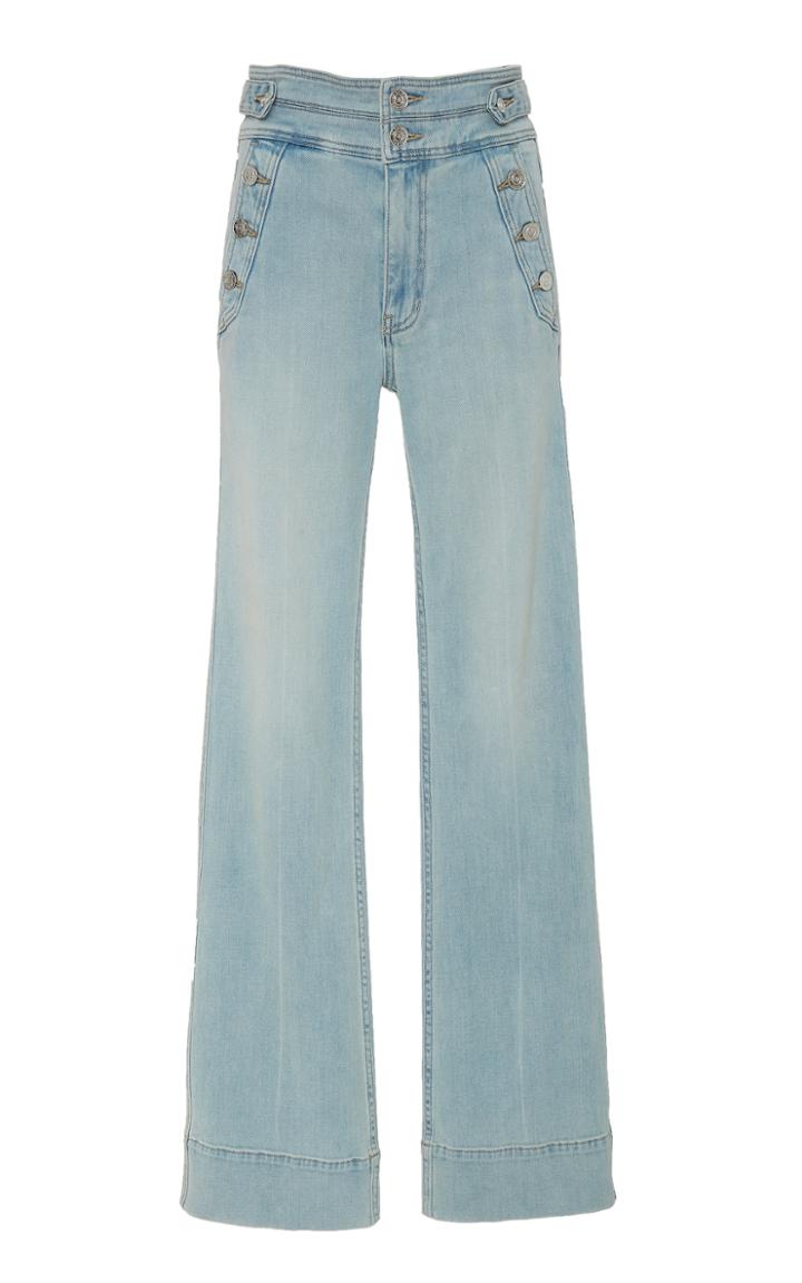 Current/elliott Maritime Button-embellished High-rise Wide-leg Jeans