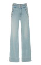 Current/elliott Maritime Button-embellished High-rise Wide-leg Jeans